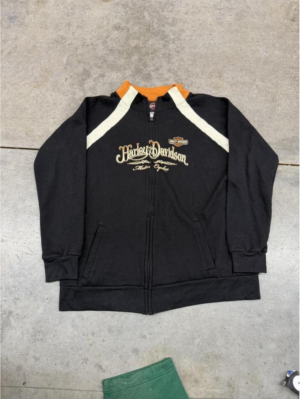 vintage harley davidson black zip up sweatshirt size medium